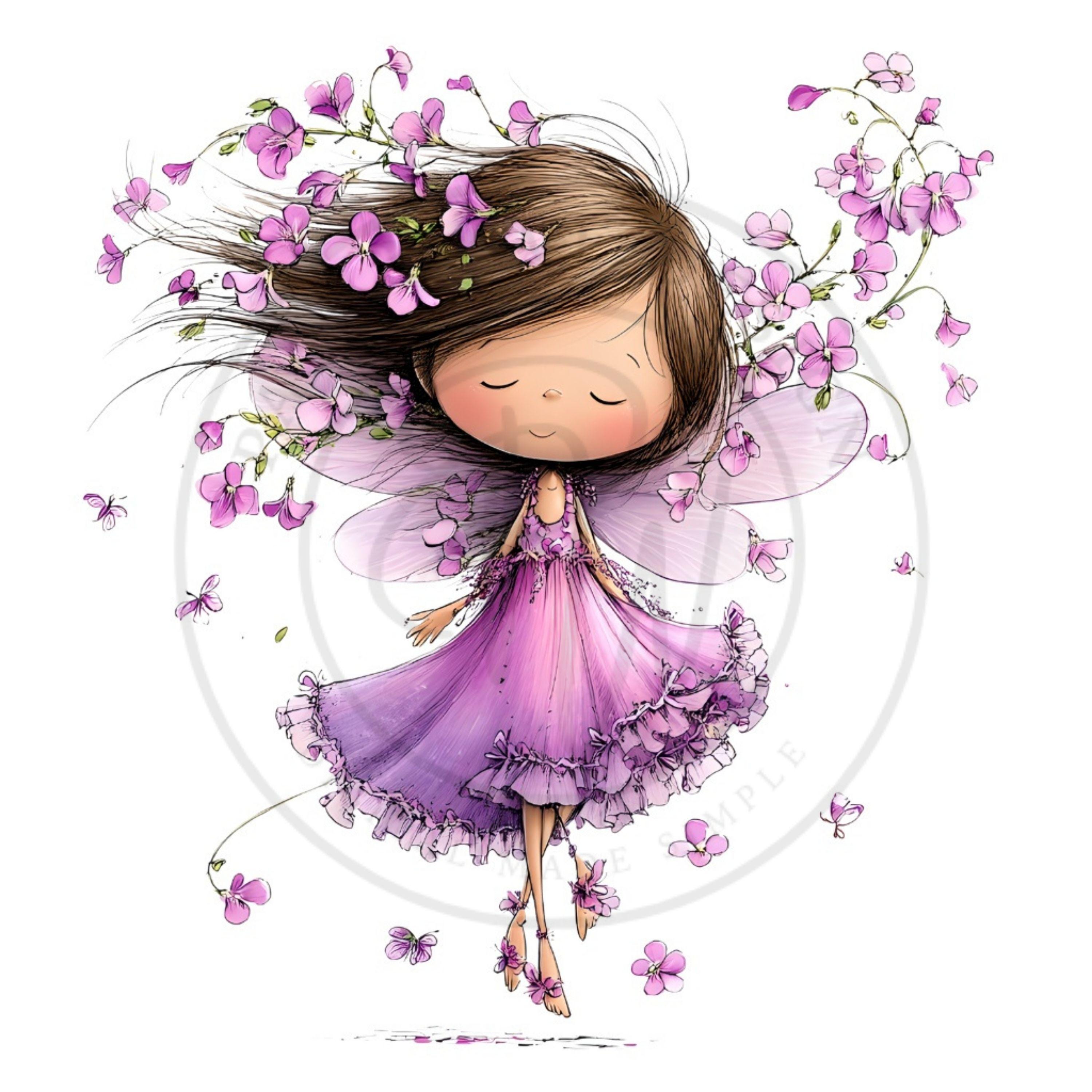 Whimsical Lavender Fairy Clipart - Cute Magical Fairy Art for Nursery ...