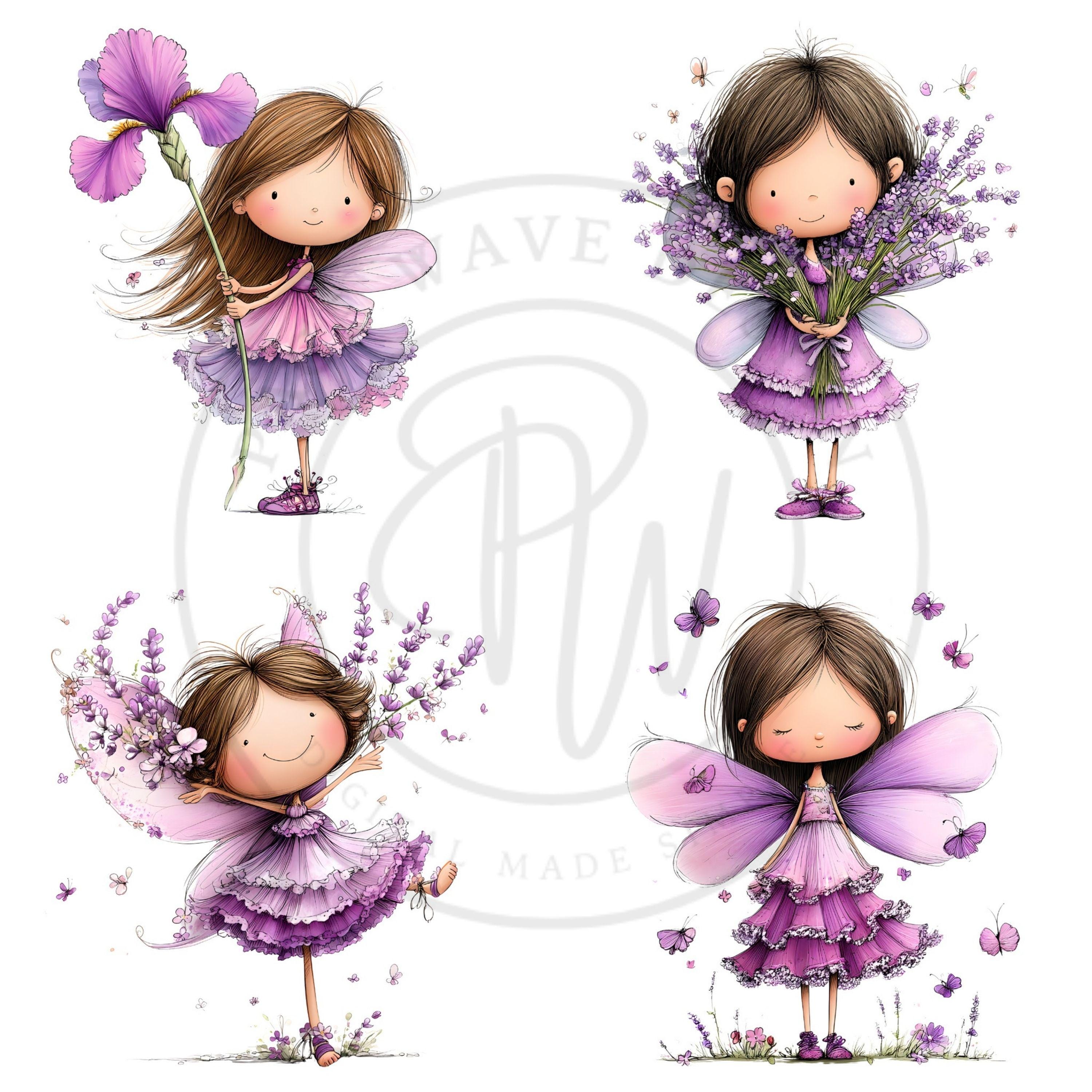 Whimsical Lavender Fairy Clipart - Cute Magical Fairy Art for Nursery ...