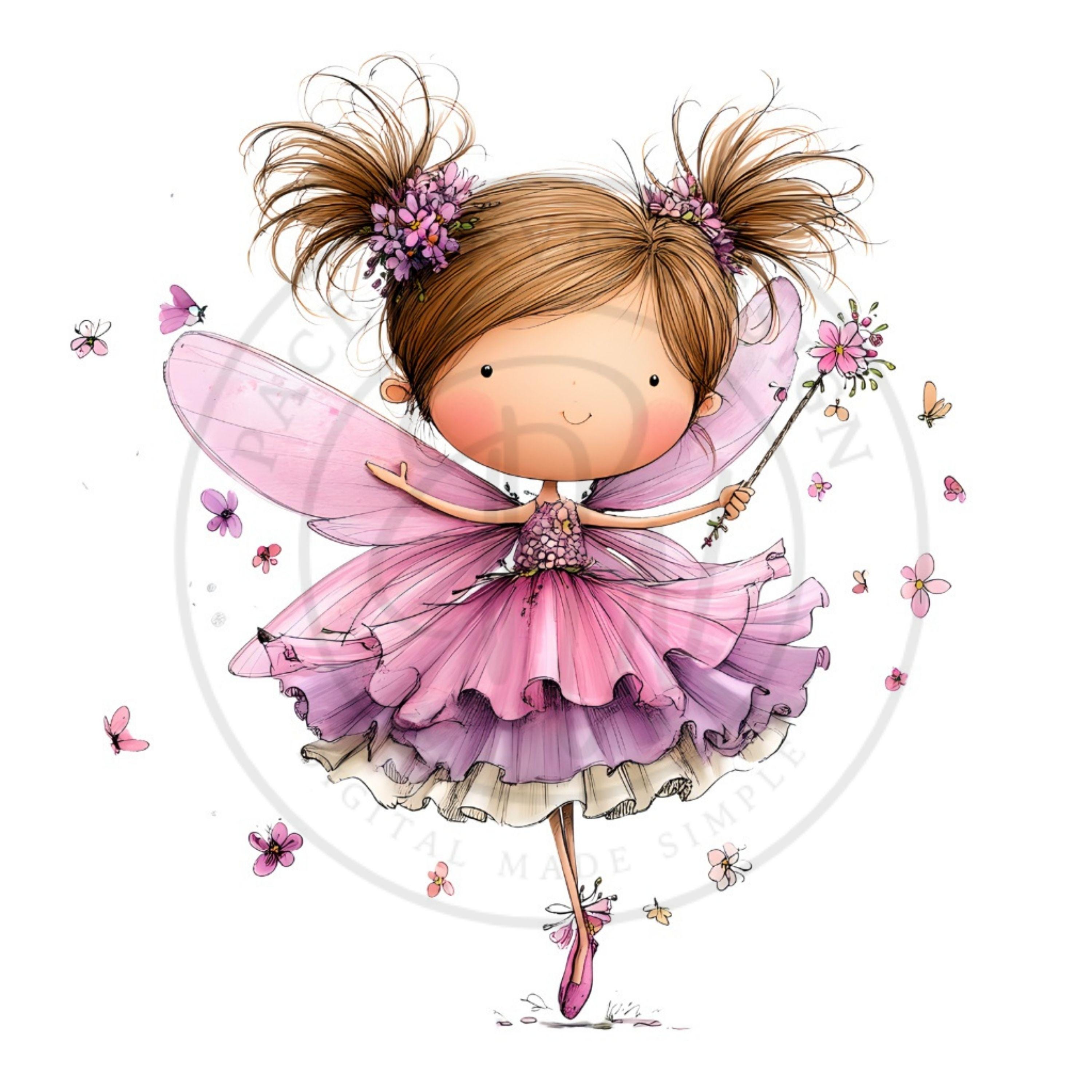 Whimsical Lavender Fairy Clipart - Cute Magical Fairy Art for Nursery ...