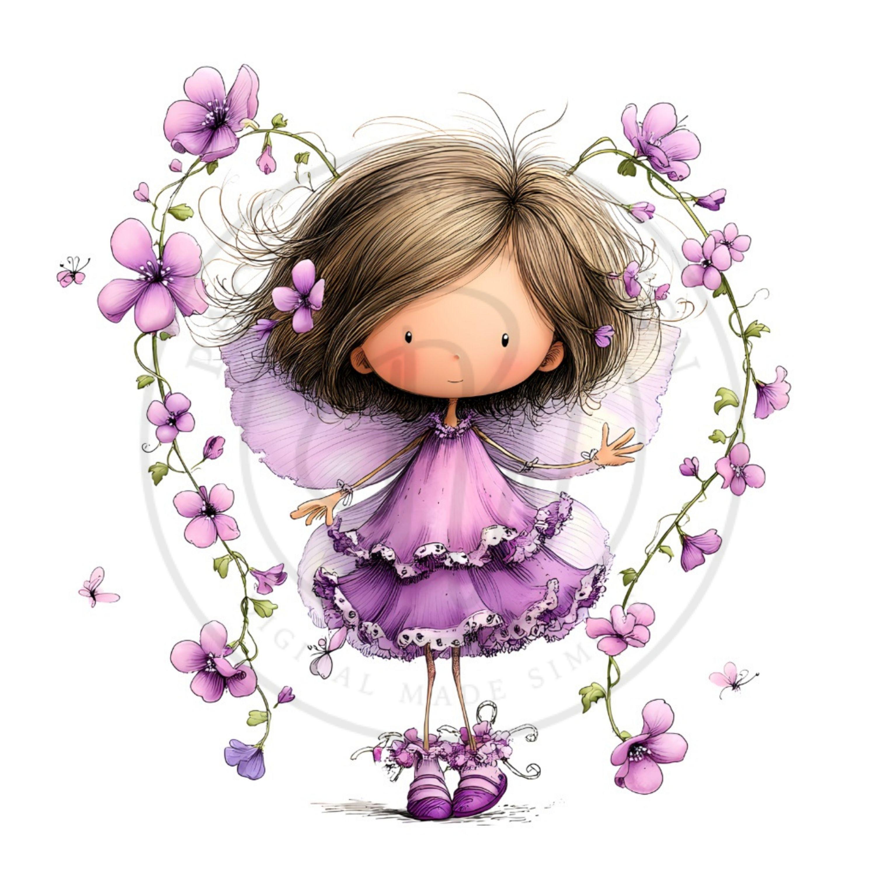 Whimsical Lavender Fairy Clipart - Cute Magical Fairy Art for Nursery ...