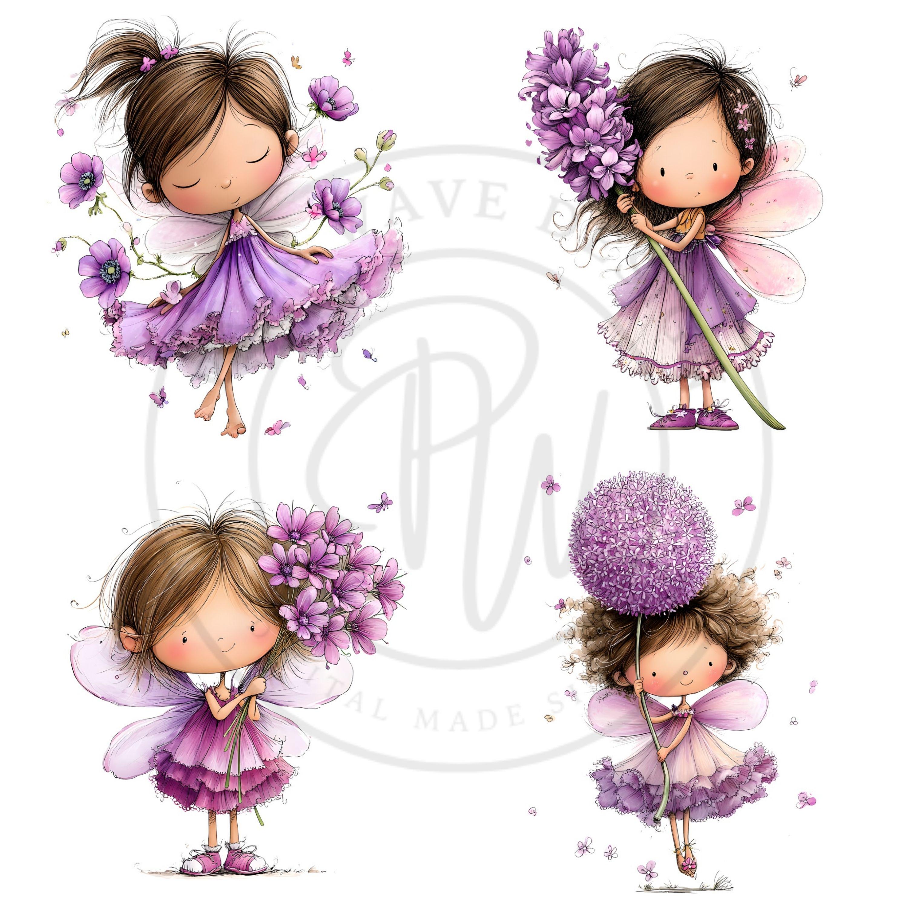 Whimsical Lavender Fairy Clipart - Cute Magical Fairy Art for Nursery ...