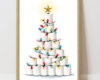 Funny Christmas Toilet Paper Wall Art:  Humorous Holiday Home Decor (Digital Download - 5 JPEGs)