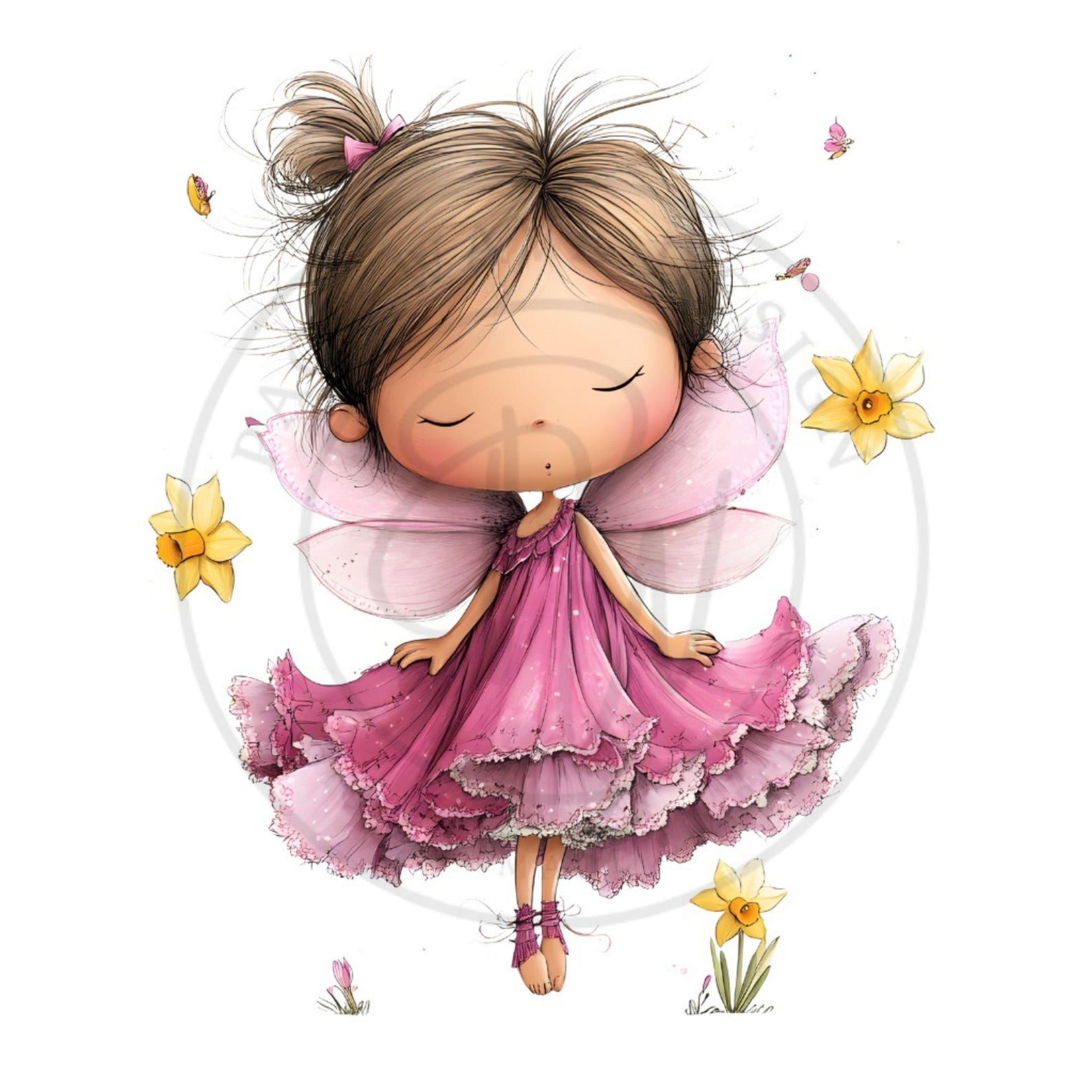 Whimsical Pink Fairy Clipart - Cute Magical Fairy Art for Nursery and ...