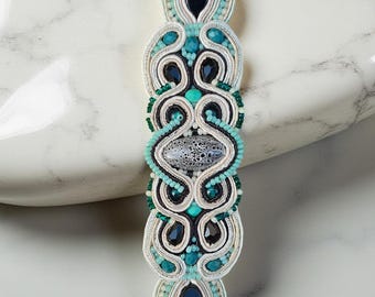 Soutache Cuff Bracelet, Statement Jewelry for Her, Daily Style Pretty Accessory Gift USA