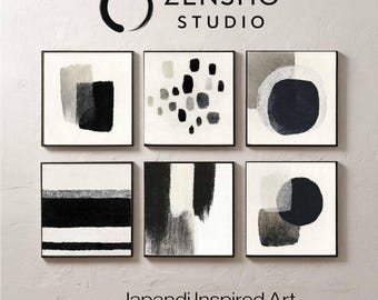 Japandi Gallery Wall Art Set of 9, Minimalist Square Prints (Digital Download)
