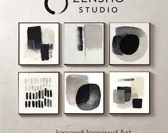 Japandi Gallery Wall Art Set, Minimalist Square Prints (Digital Download)