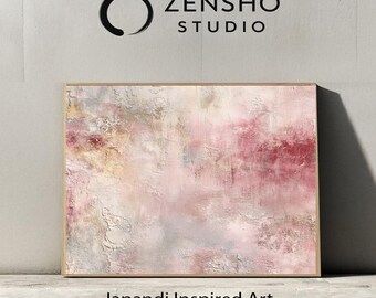 Japandi Rose Cream Abstrakt Konsttryck, Minimalistisk Zen-dekor (Digital Nedladdning)