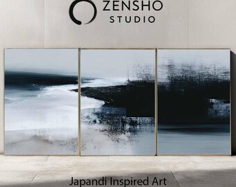 Neutral Abstract Landscape Art | Japandi Triptych (Digital Download)