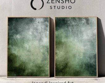 Sage Green Abstract Art Prints | Modern Minimalist Set of 2 (Digital Download)