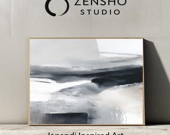 Neutral Abstract Coastal Landscape Print | Japandi Art (Digital Download)