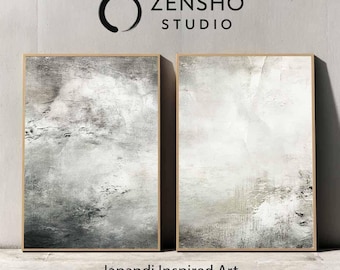 Japandi Abstract Diptych, Neutral Modern Wall Art (Digital Download)