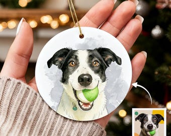Enfeite personalizado em memória do seu animal de estimação, retrato em aquarela feito sob medida a partir de foto, presente para quem perdeu um pet, lembrança para cães ou gatos.