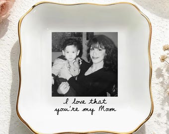 Personalized Photo Jewelry Dish for Mom, Custom Mother's Day Gift, Mom Ring Dish with Picture, Gift for Mother, Photo Trinket Dish