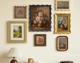 Vintage Retro Picture Frames - (4x4/4x6/5x7/8x10) Photo Frames Cottagecore Boho Wall, Gallery Wall Frames for Art, Wall or Tabletop Display