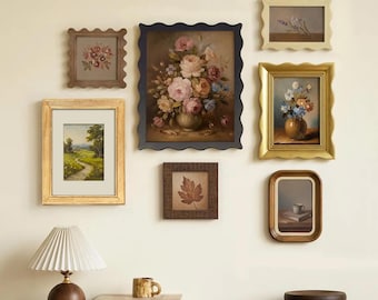 Vintage Retro Picture Frames - (4x4/4x6/5x7/8x10) Photo Frames Cottagecore Boho Wall, Gallery Wall Frames for Art, Wall or Tabletop Display