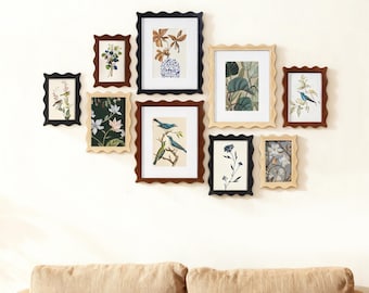 Elegant Carved Scalloped Rubberwood photo Frame with Premium Wall Hanging Frames for Photos/Artwork | Classic Home/Office Decor (Single/Set)