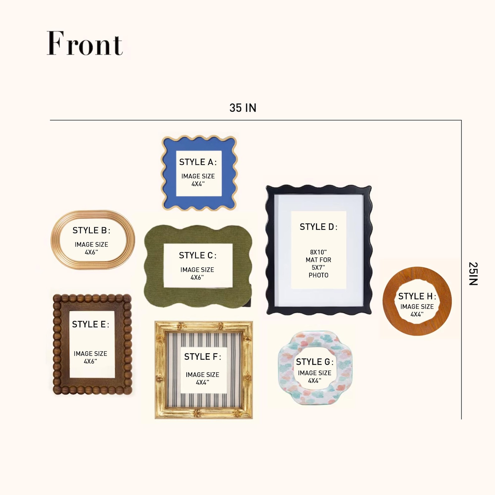 Vintage Mixed Picture Frame - 4x4/4x6/5x7/8x10 Frames - Wall & Tabletop Display Boho Cottagecore Gallery Wall Decor - Style B
