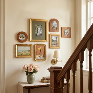 Vintage Eclectic Gallery Wall Frame Set, Cottagecore Aesthetic Wall Decor, Multi-Size Ornate Frames with Acrylic Glass, Housewarming Gift