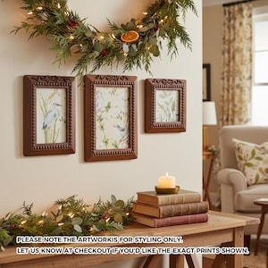 Vintage Brown Wooden Picture Frames – Classic Beaded Design with Bow Accent, Wall & Tabletop Display, 4x6 / 5x7 / 4x4 Options