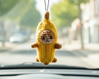かぎ針編みのバナナ猫キーホルダー：面白いミームのぬいぐるみ - Etsy 日本