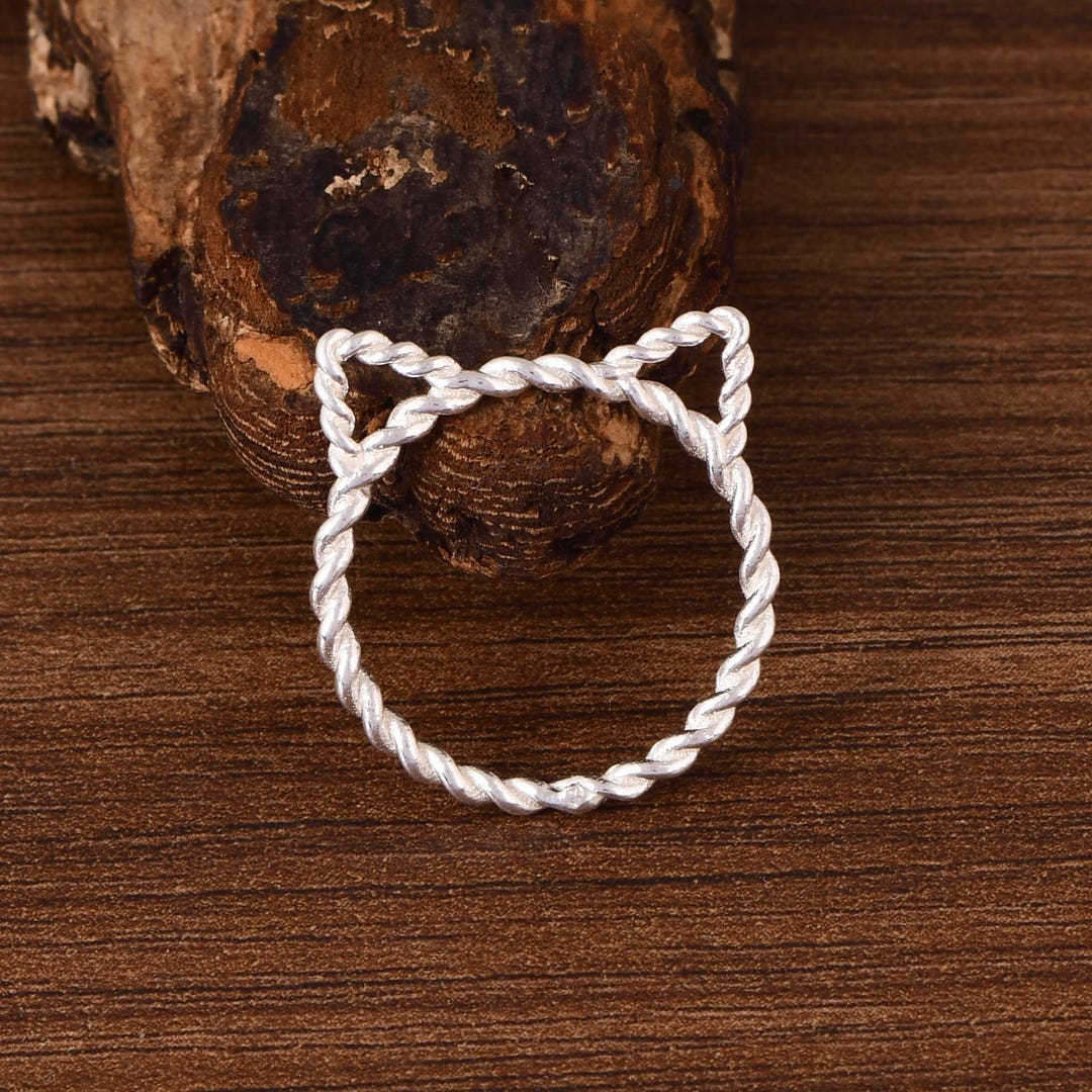 Cat Knocking Rings Sterling Silver Cat Ring, Twisted Wire Band, Pet Lover Gift - Etsy