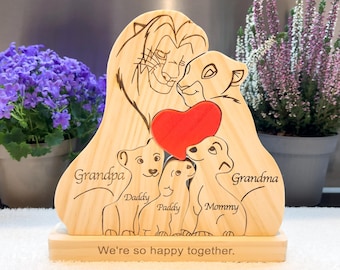 Custom lion family puzzle, Custom family gift, Home decor, Anniversary gift, Wedding gift, Gifts for mom, Baby shower gift, Christmas gifts