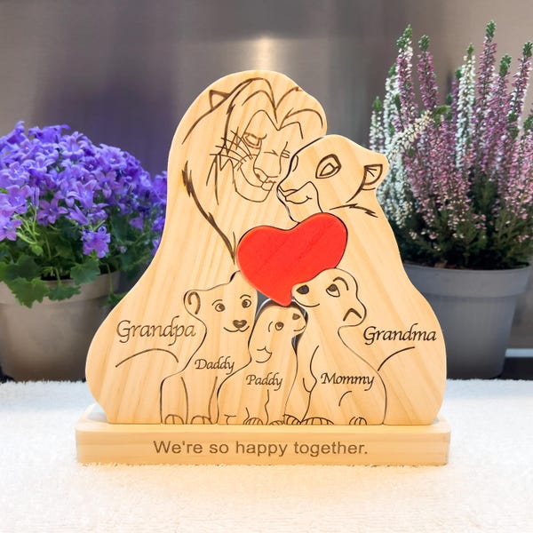 Custom lion family puzzle, Custom family gift, Home decor, Anniversary gift, Wedding gift, Gifts for mom, Baby shower gift, Christmas gifts