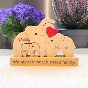 Custom elephant family puzzle, Custom family gift, Home decor, Birthday gift, Wedding gift, Gifts for mom, Baby shower gift, Christmas gifts
