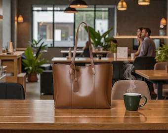 Bruine leren draagtas voor dames Minimalistische schouderhandtas Grote dagelijkse portemonnee Cadeau Kerstmis Valentijnsdag VS VK AU