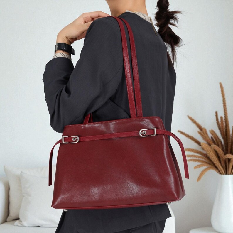 Leather Shoulder & Crossbody Tote Bag main image 1