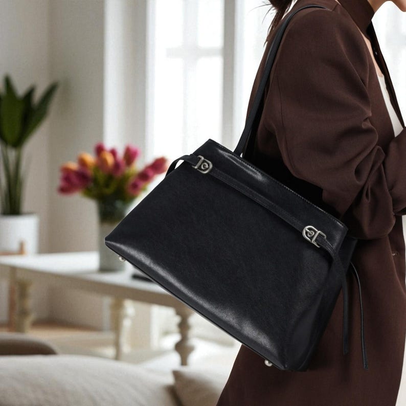Leather Shoulder & Crossbody Tote Bag main image 0