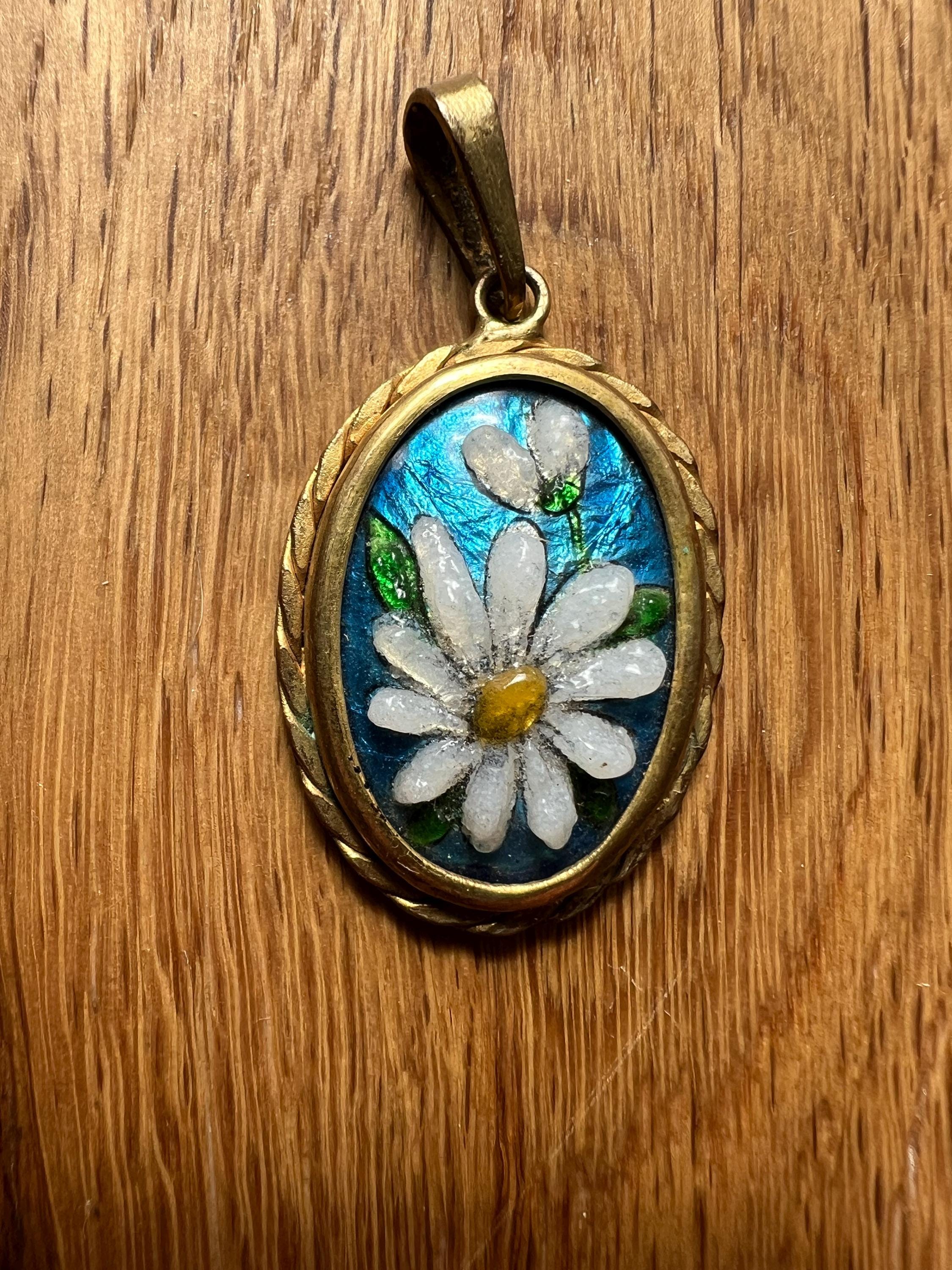 Pendentif En émaux De Limoges Signé HLT - Bijou Vintage Vert, Occasion, Marque R. Bonhomme