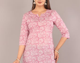 Túnica Kurti de algodón con estampado floral