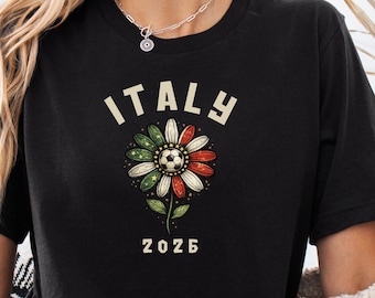 Italy Football Flower Shirt, Italian Football Fan Tee, Bella Canvas Graphic Tee, Italy Daisy Soccer Shirt, Italian Game Day Tee