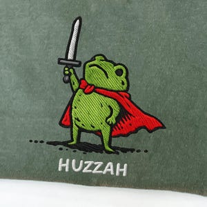 Huzzah Frog Comfort Colors Shirt, Funny DnD Pullover, Renaissance Faire Frog Crewneck, Medieval Fantasy Gamer Gift