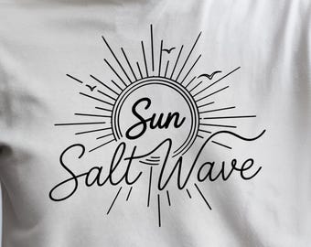 Sun Salt Wave Shirt, Bella Canvas Family Matching Shirt, Minimal Beach Graphic Tee, Boho Coastal Summer Shirt, Aesthetic Ocean Vibe Tee
