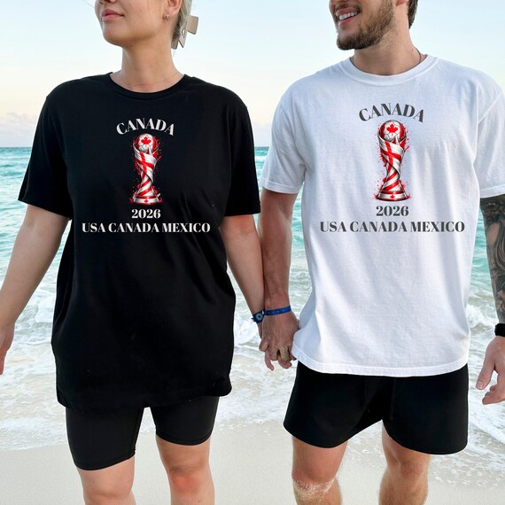 Canada World Cup 2026 Comfort Colors Shirt. Unisex Soccer Fan Tee with Canada Flag Trophy. Canada USA Mexico Hosts. World Cup Apparel Gift