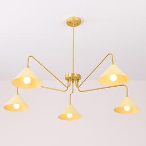 Italian Brass Pendant Light Six Arm Mid Century Sputnik Chandelier