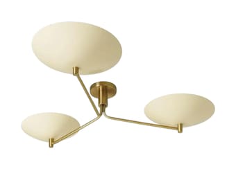 Lámpara de techo moderna estilo Sputnik con 3 brazos, montaje semiempotrado para sala de estar.