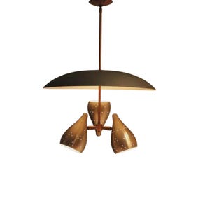 Sputnik Brass Ceiling Light Fixture 3 Light Chandelier Mid Century Dining Room Lamp