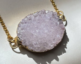 14KT Gold Filled Light Amethyst Druzy Necklace