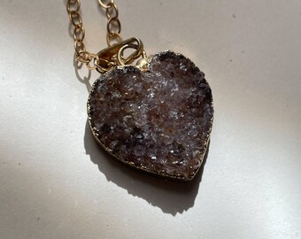 14KT Gold Filled Raw Amethyst Heart Necklace