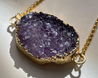 14KT Gold Filled Druzy Amethyst Necklace