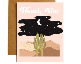 Thank You Cactus Greeting Card, Blank Inside Note Paper Card, Thank You Stationery, Desert Stationery, Cactus Stationery