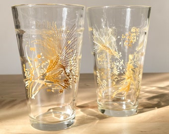 Set of 2 Vintage Libbey Wheat Pattern Drinking Glasses