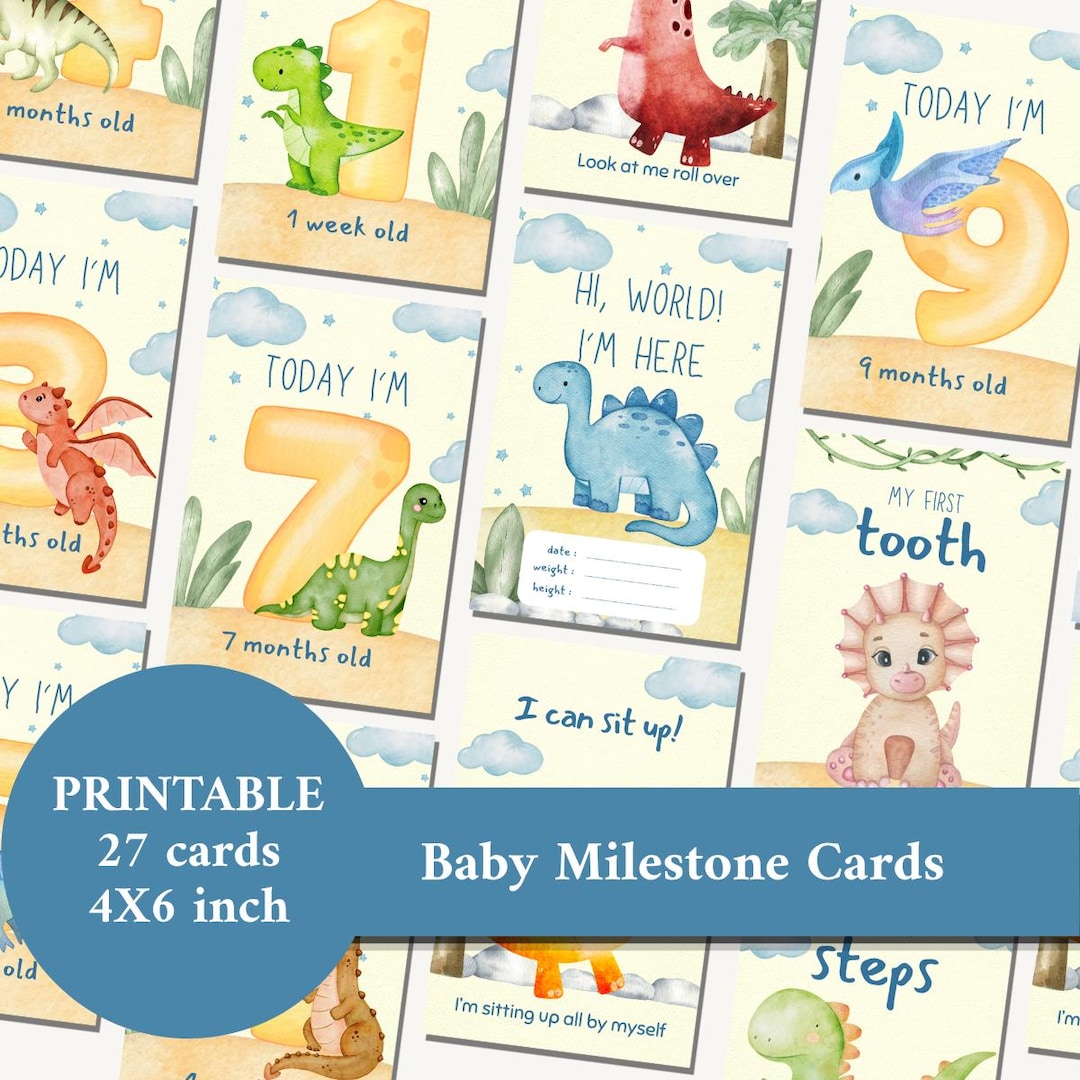 Baby Milestone Cards 4x6 Inch Printable 27 Cards | Monthly Baby ...