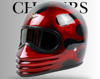 Casco integrale personalizzato CBX 03 "Black Red Flame" - Casco sportivo da corsa