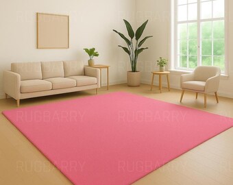 Alfombra de lana rosa sólido / Alfombra minimalista moderna