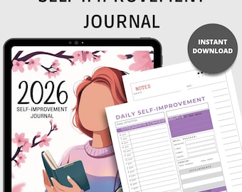 2026 Self-Improvement Journal – Goal Setting, Habit Tracker (Digital Download)