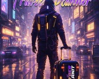 Cyberpunk Travel Planner | Digital Trip Itinerary Organizer (PDF)